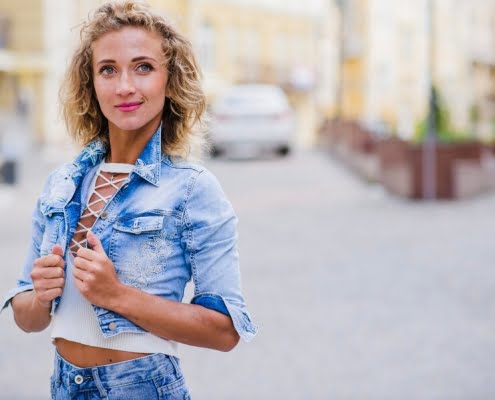 Flare Dress with a Denim Jacket